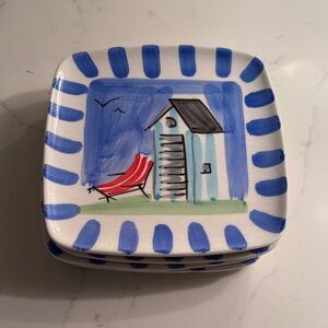 Hand Painted Italian Snack Plated Set of 4